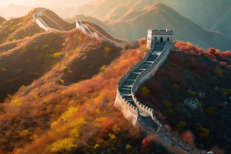 蜿蜒的古老建筑长城横跨山脉风光万里长城,高清,摄影图,摄影图片,图片大全,摄影图免费下载